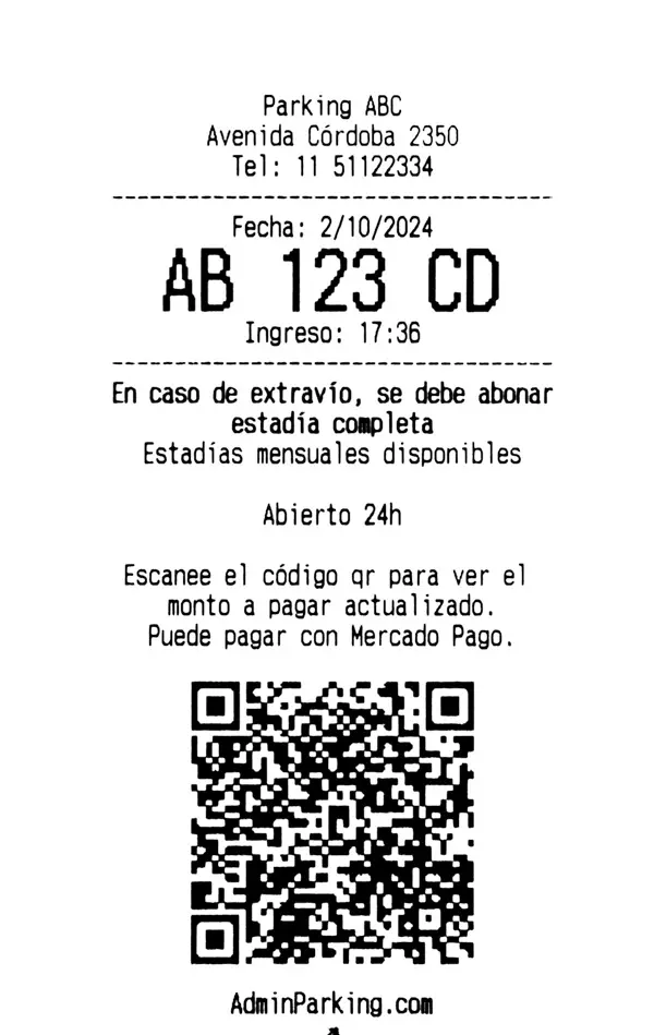 Ticket ingreso con qr