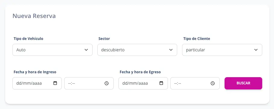 Nueva reserva cajero